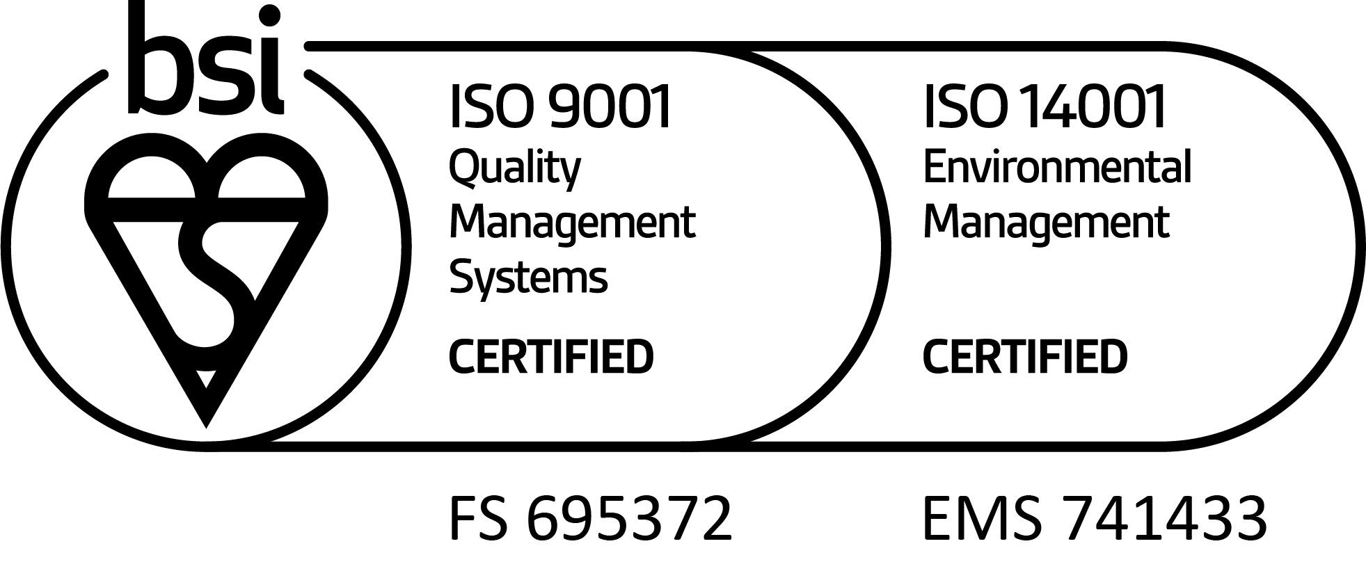 ISO 9001 Quality Management & ISO 14001 Environmental Management Certified Logo