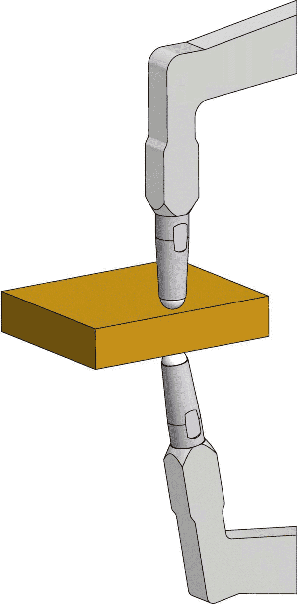 Mitutoyo Diagram of External Caliper Measuring a Block