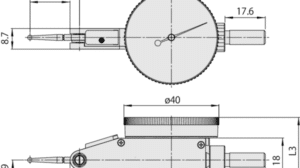 Diagram with Dimensions of Mitutuyo Dial Test Indicator Horizontal (Inch) - Lever Type