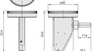 Diagram with Dimensions for Mitutoyo Vertical Dial Test Indicator (Inch) Lever Type