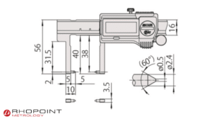 Mitutoyo Digital ABS Neck Caliper 0-150mm Diagram 573-652-20
